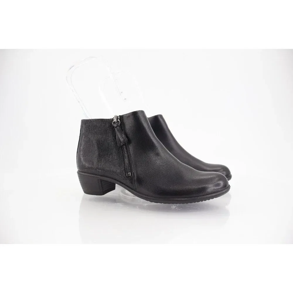 Ecco Women's Shape M Boots Size 36 5 Block Heel Black Leather Bootie Comfy Shoe